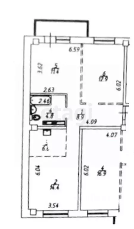 2-к кв. Иркутская область, Иркутск ул. Красноказачья, 23/3 (63.3 м) - Фото 2