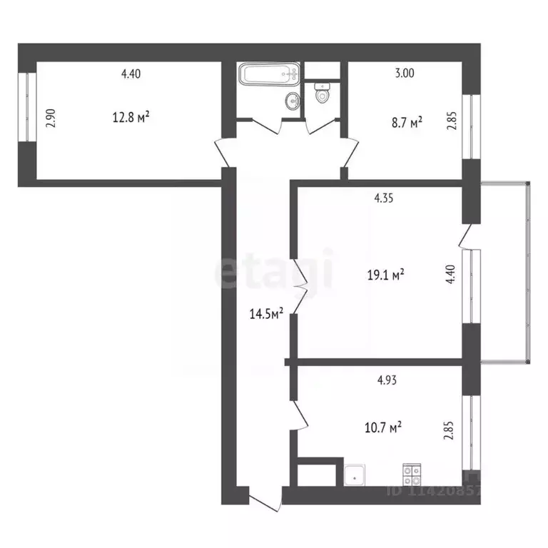 3-к кв. Воронежская область, Борисоглебск Юго-Восточный мкр, 21 (68.9 ... - Фото 2