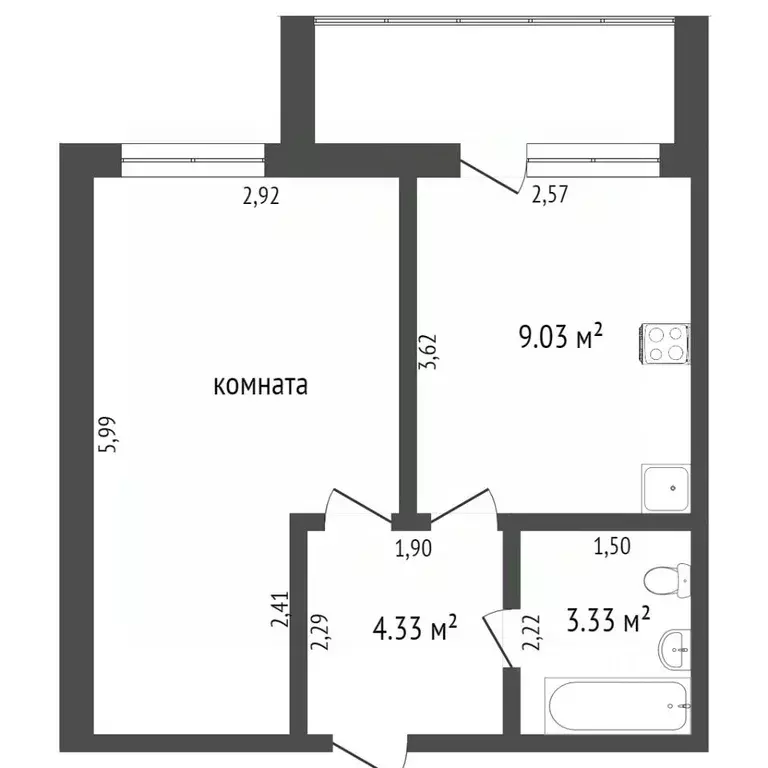 1-к кв. Кемеровская область, Промышленная пгт ул. Лермонтова, 11 (33.6 ... - Фото 2