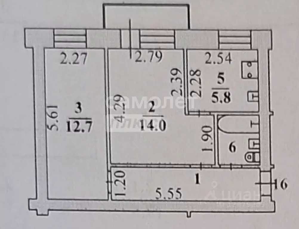 2-к кв. Липецкая область, Липецк ул. И.В. Шкатова, 7 (42.3 м) - Фото 2