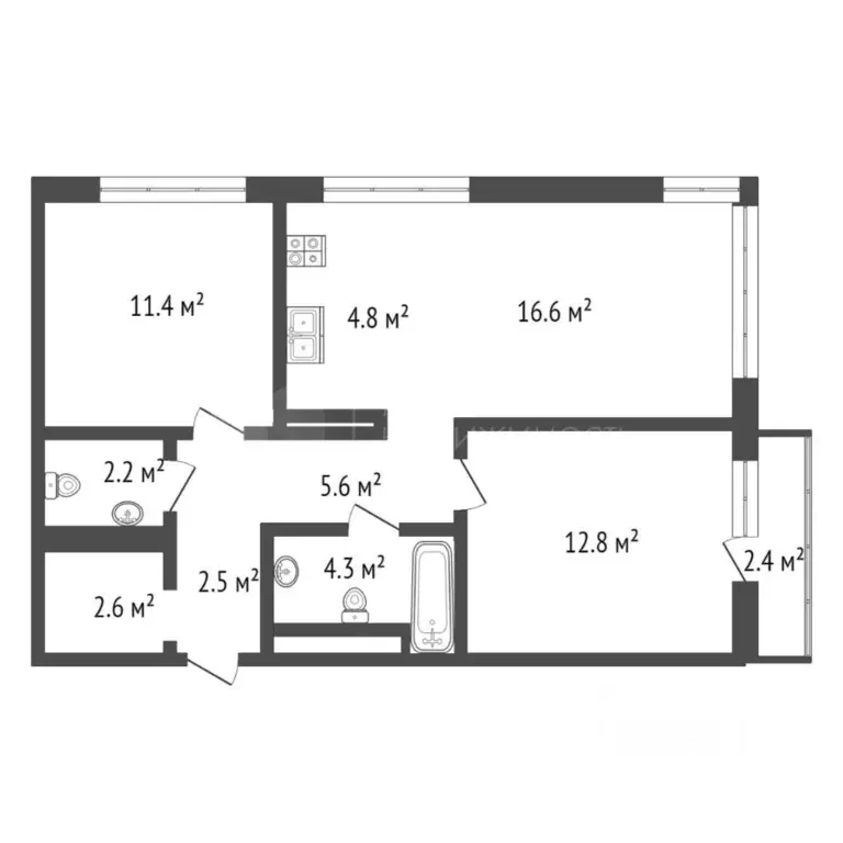 3-к кв. Тюменская область, Тюмень ул. Молодогвардейцев, 5к1 (65.0 м) - Фото 1