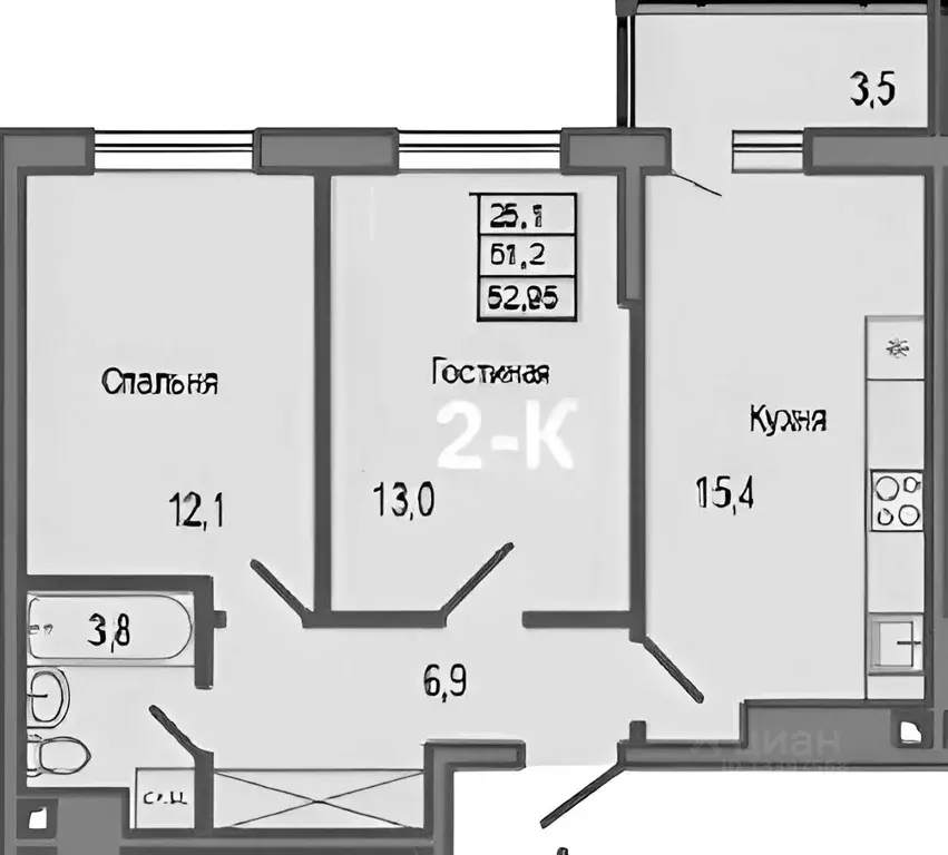 2-к кв. Тверская область, Тверь Оснабрюкская ул., 16 (53.8 м) - Фото 1