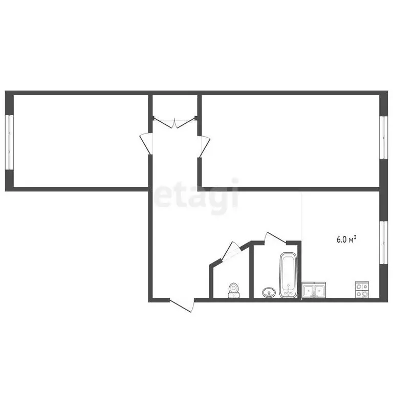 2-комнатная квартира: Чебаркуль, улица Крылова, 12 (44.3 м) - Фото 1