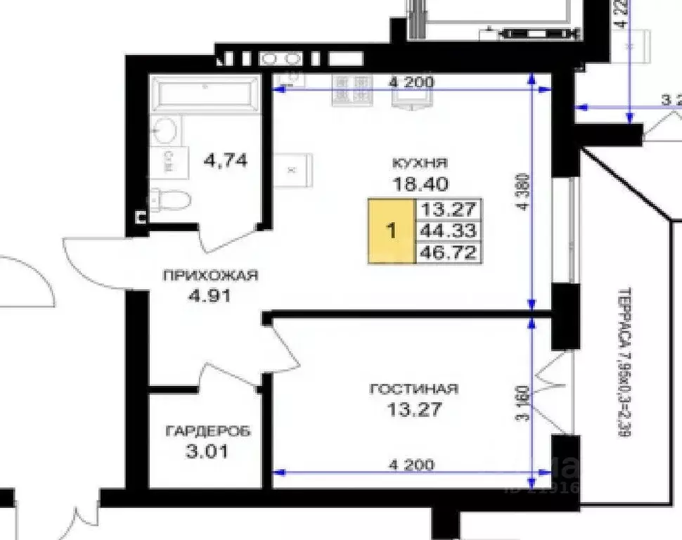 1-к кв. Калининградская область, Гурьевск ул. Героя России ... - Фото 2