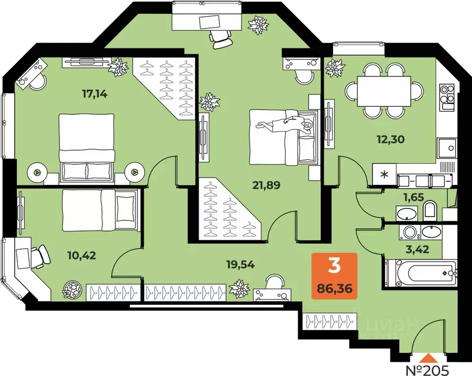 3-к кв. Самарская область, Самара просп. Карла Маркса, 231Б (85.0 м) - Фото 1
