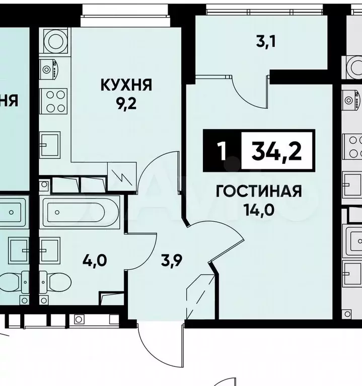 1-к. квартира, 35 м, 16/17 эт. - Фото 0
