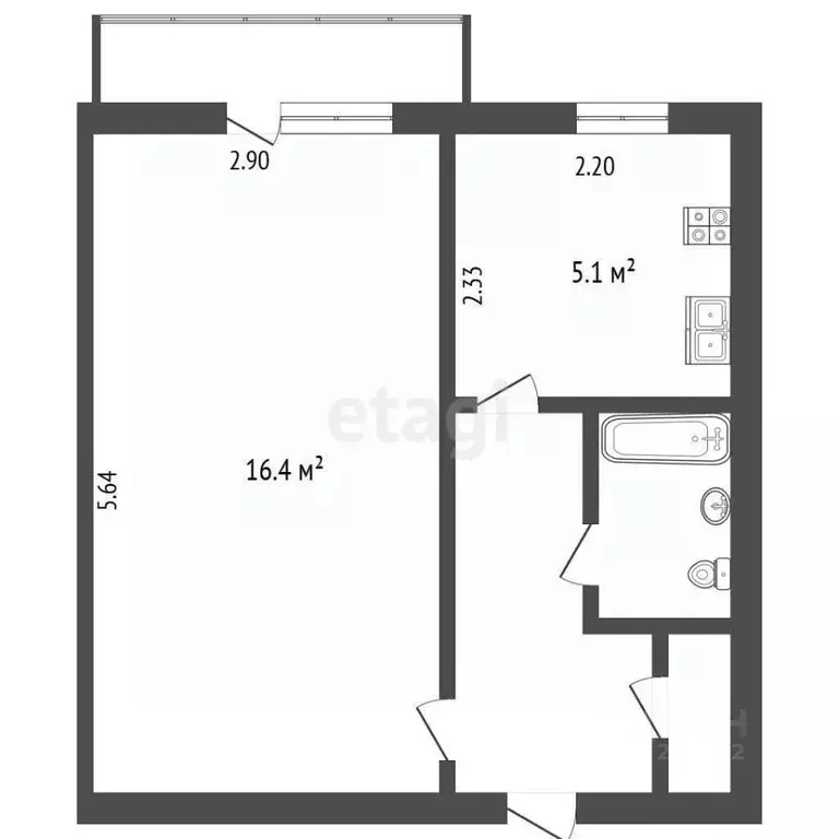 1-к кв. Московская область, Кашира ул. Ленина, 11к3 (28.2 м) - Фото 1