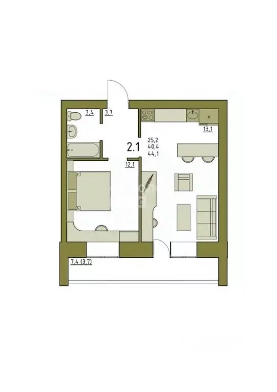2-к кв. Вологодская область, Вологда ул. Чернышевского, 110Ак1 (44.2 ... - Фото 2