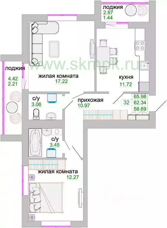 2-к кв. Калининградская область, Зеленоградск ул. Тургенева, 16Ак2 ... - Фото 0