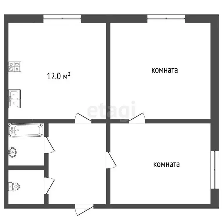 2-комнатная квартира: Рыбинск, Рабкоровская улица, 14 (42 м) - Фото 0