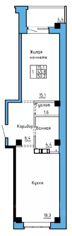 1-к кв. Хакасия, Абакан Колхозная ул., 43 (48.0 м) - Фото 0