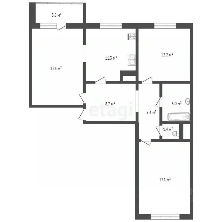 3-к кв. Нижегородская область, Нижний Новгород ул. Родионова, 27 (78.3 ... - Фото 1