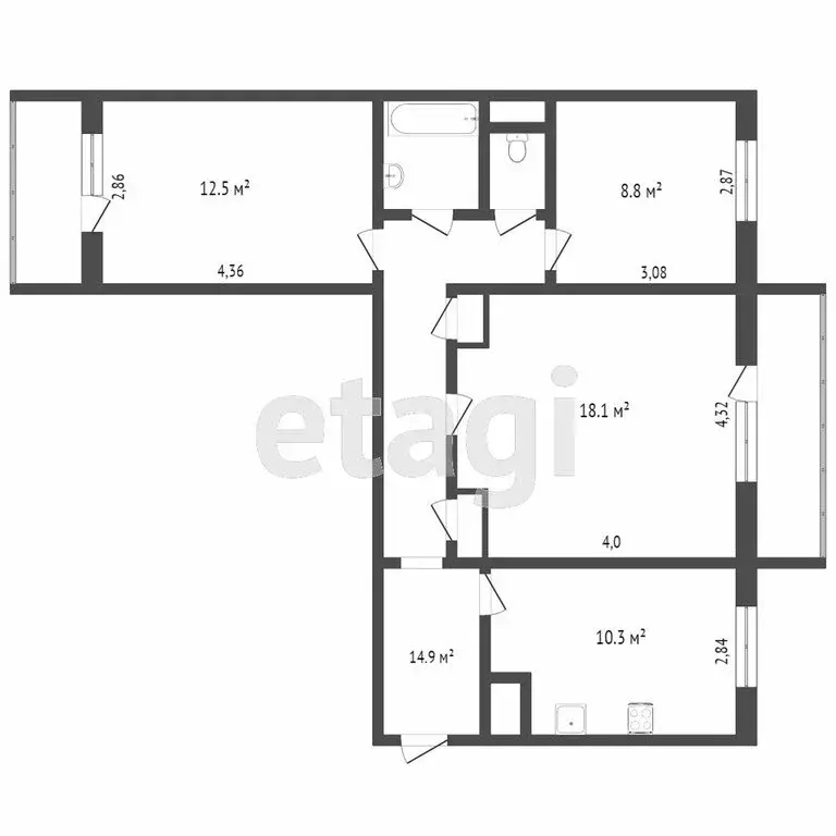 3-комнатная квартира: Тверь, улица Веселова, 25 (70.8 м) - Фото 1