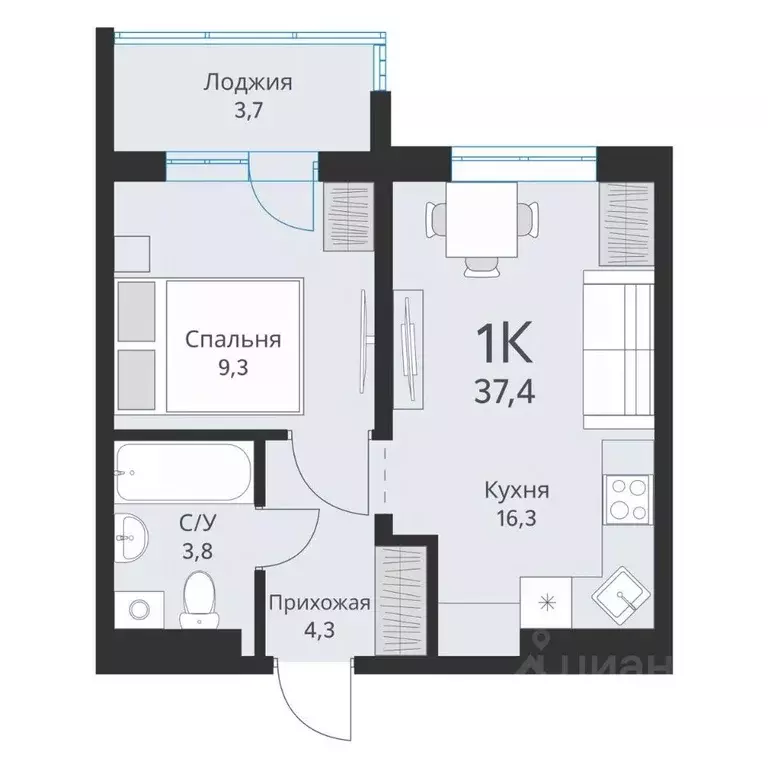 1-к кв. Новосибирская область, Обь  (35.6 м) - Фото 0