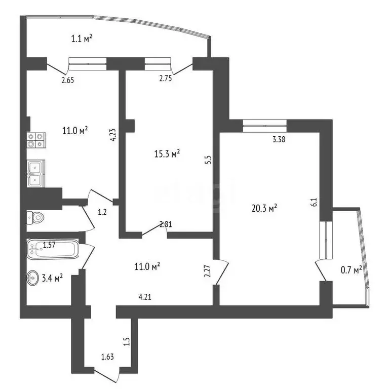2-комнатная квартира: Феодосия, Симферопольское шоссе, 24Е (66.5 м) - Фото 1