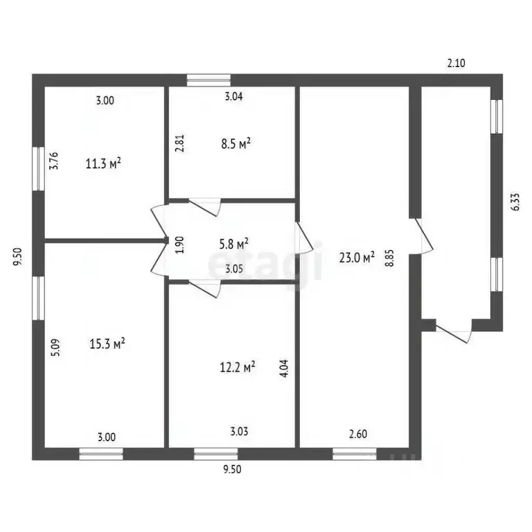 Дом в Мордовия, Саранск пер. Евсевьева, 3 (210 м) - Фото 1