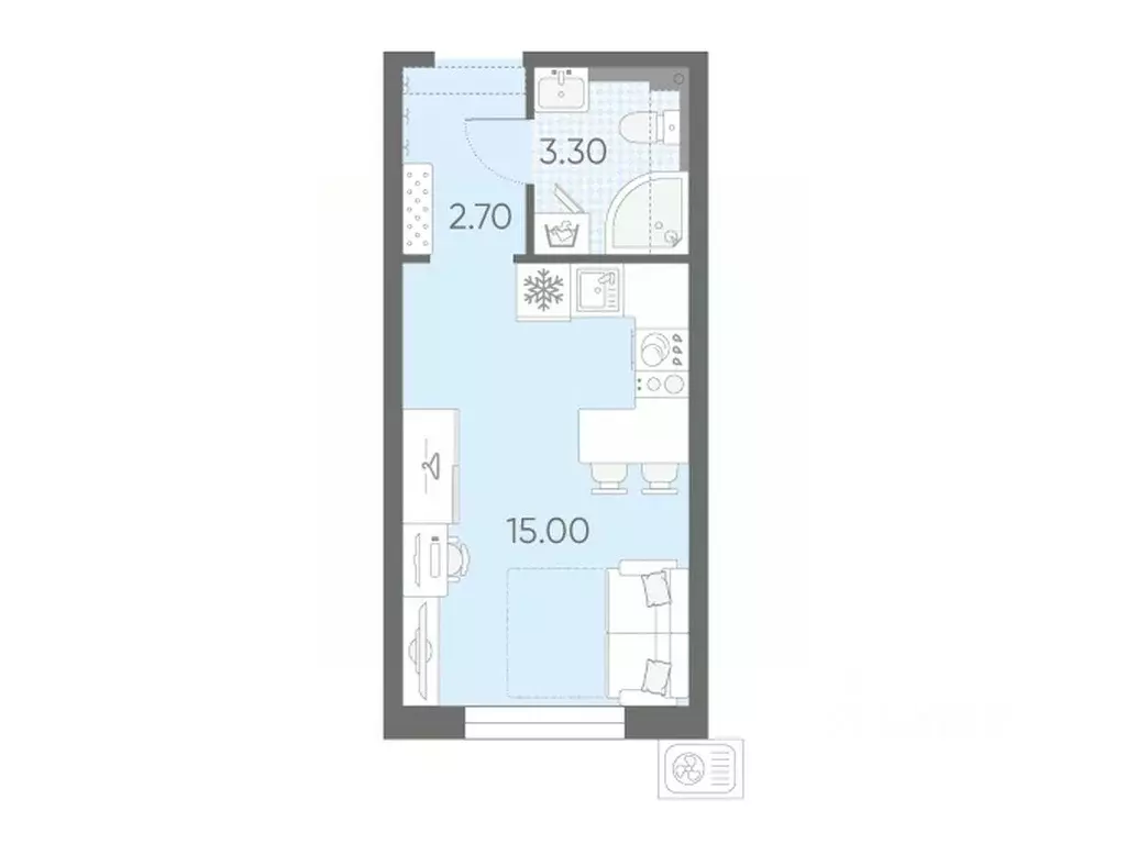 Студия Санкт-Петербург Ручьи тер.,  (21.0 м) - Фото 1