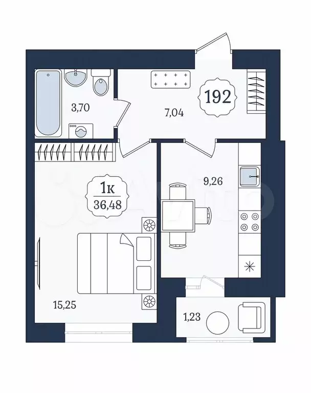 1-к. квартира, 36,5 м, 1/9 эт. - Фото 1