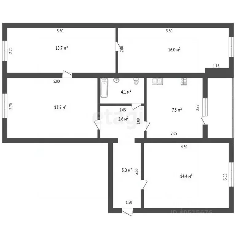 4-к кв. Татарстан, Лениногорск ул. Гагарина, 33 (78.0 м) - Фото 2