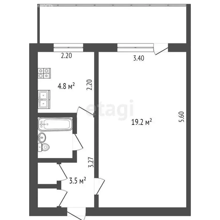 1-комнатная квартира: Бахчисарай, Крымская улица, 6 (30.9 м) - Фото 0