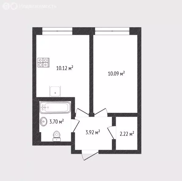 1-комнатная квартира: Тюмень, улица Юрия Рогачева, 11к2 (30.7 м) - Фото 1