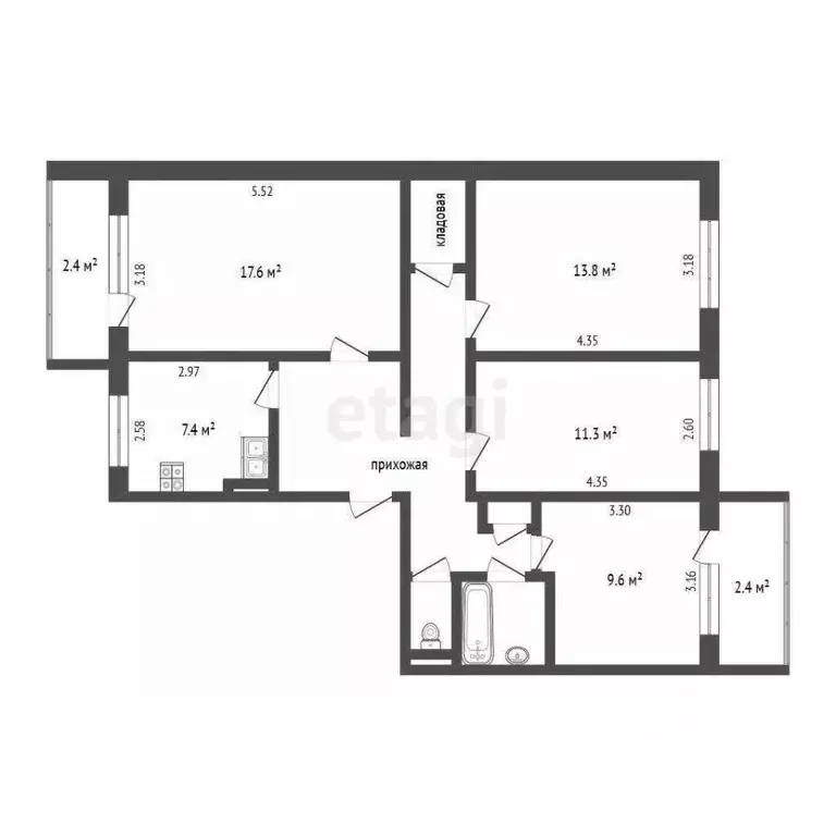 4-к кв. Ямало-Ненецкий АО, Ноябрьск ул. Изыскателей, 48 (80.9 м) - Фото 2