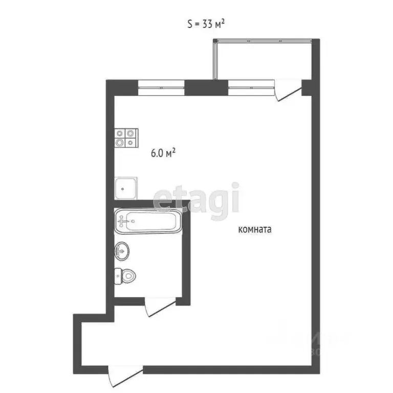 Студия Ярославская область, Ярославль ул. Свердлова, 110 (33.0 м) - Фото 2