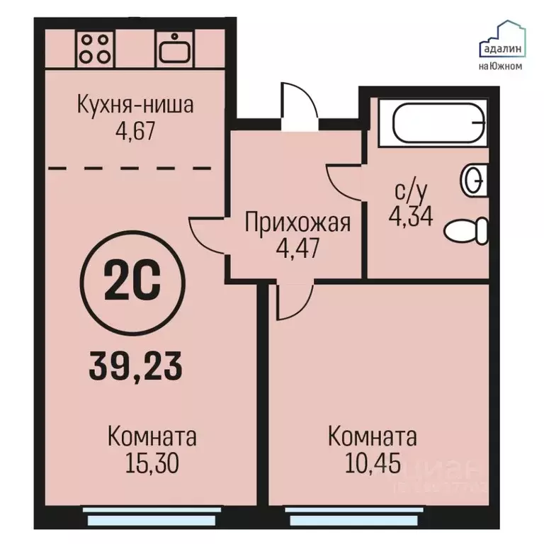 2-к кв. Алтайский край, Барнаул городской округ, Южный рп  (39.23 м) - Фото 0