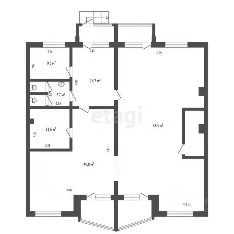 4-к кв. Архангельская область, Архангельск ул. Романа Куликова, 21 ... - Фото 2
