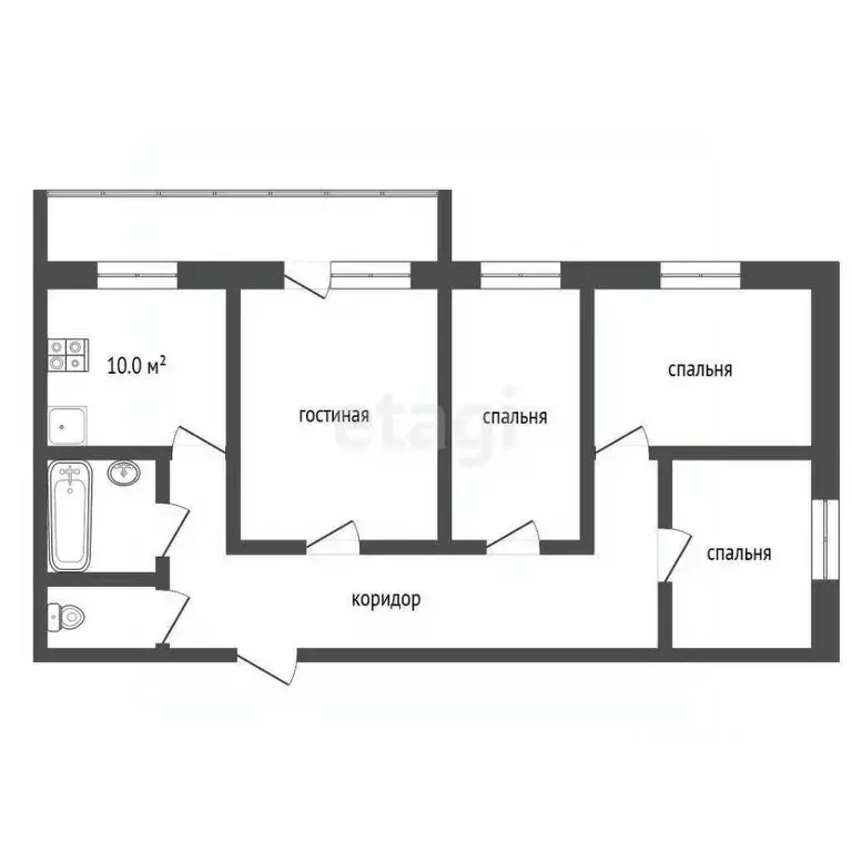4-к кв. Ярославская область, Рыбинск ул. Качалова, 44 (74.1 м) - Фото 2