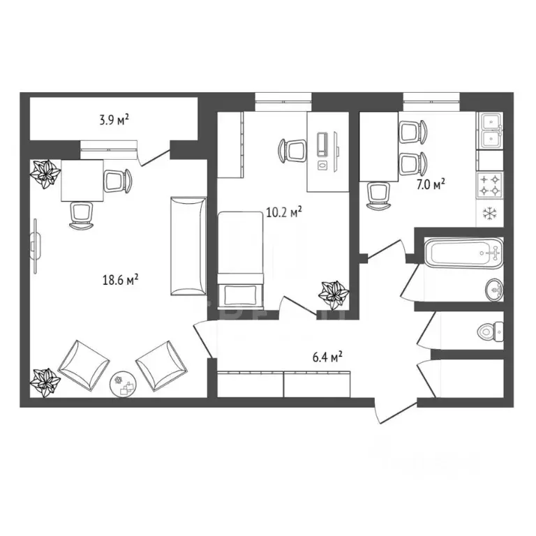 2-к кв. Санкт-Петербург Хасанская ул., 24В (46.1 м) - Фото 1