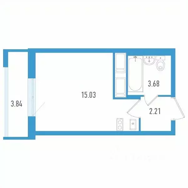 Студия Санкт-Петербург дор. Муринская, 69 (22.07 м) - Фото 0