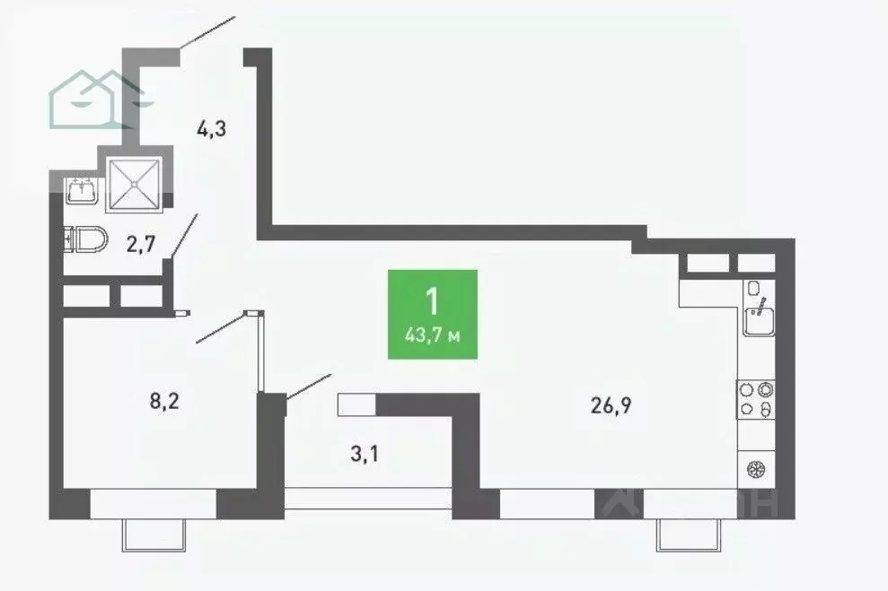 1-к кв. Воронежская область, Воронеж бул. Содружества, 5 (44.0 м) - Фото 2