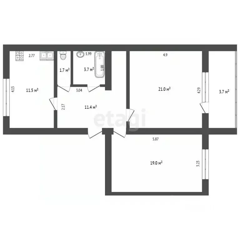 2-к кв. Крым, Сакский район, с. Уютное ул. Кирова, 32 (68.3 м) - Фото 2