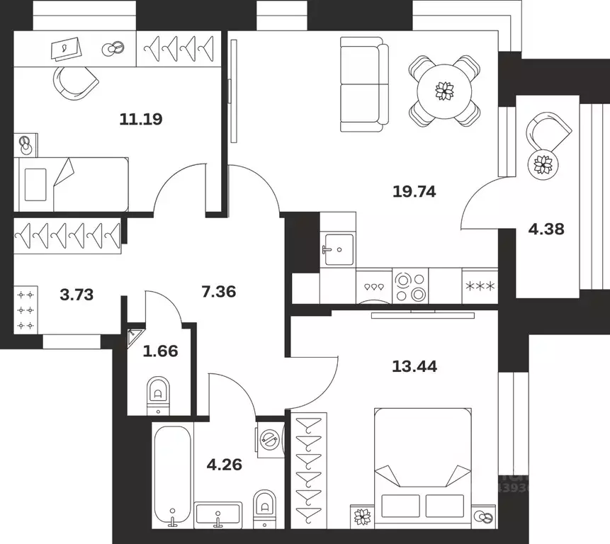 2-к кв. Тульская область, Тула городской округ, с. Осиновая Гора ул. ... - Фото 1