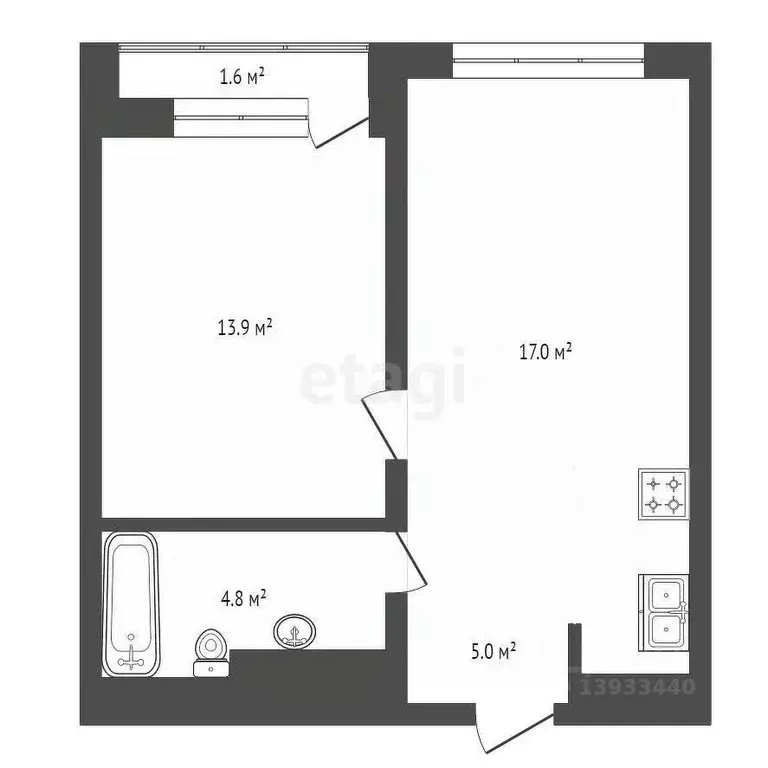1-к кв. Тюменская область, Тюмень ул. Газовиков, 40 (42.3 м) - Фото 1