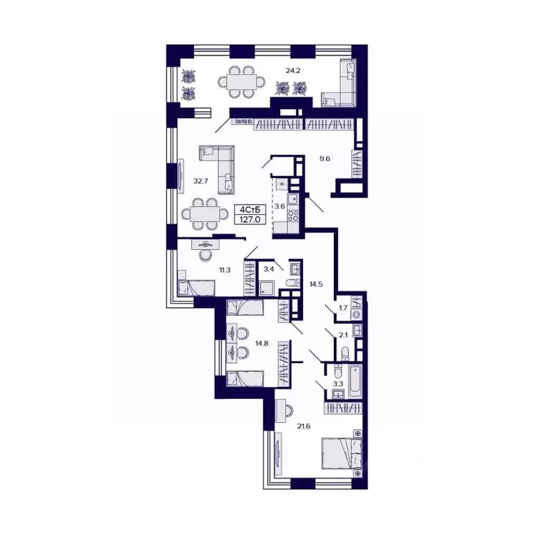 4-к кв. Новосибирская область, Новосибирск ул. Грибоедова (127.0 м) - Фото 1