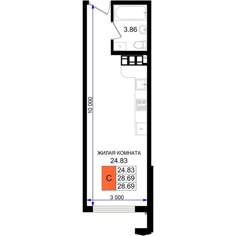 Квартира-студия: Новороссийск, микрорайон 5-я Бригада (28.69 м) - Фото 0