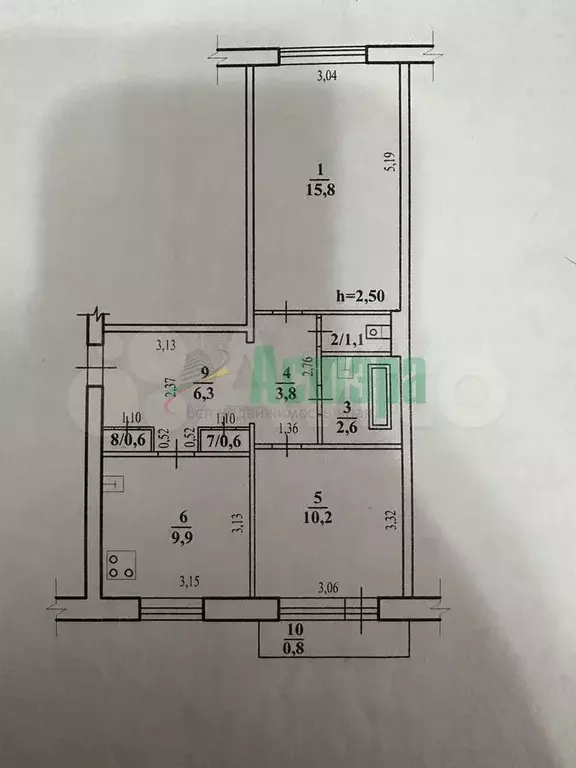 2-к. квартира, 50,9 м, 2/5 эт. - Фото 0