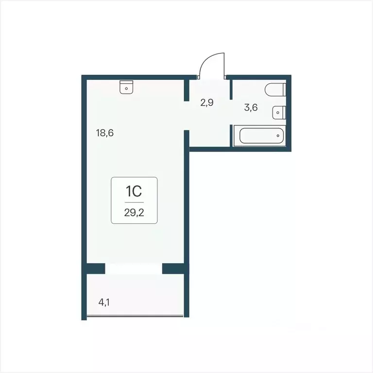 Студия Новосибирская область, Новосибирск Кедровая ул., 80/3 (29.2 м) - Фото 1
