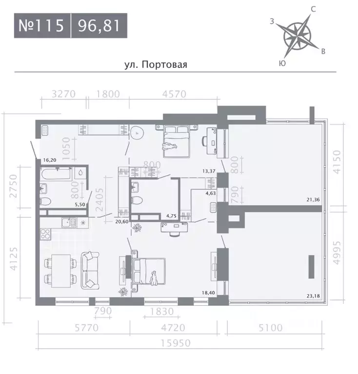 2-к кв. Татарстан, Казань Живи на Портовой жилой комплекс (96.81 м) - Фото 1