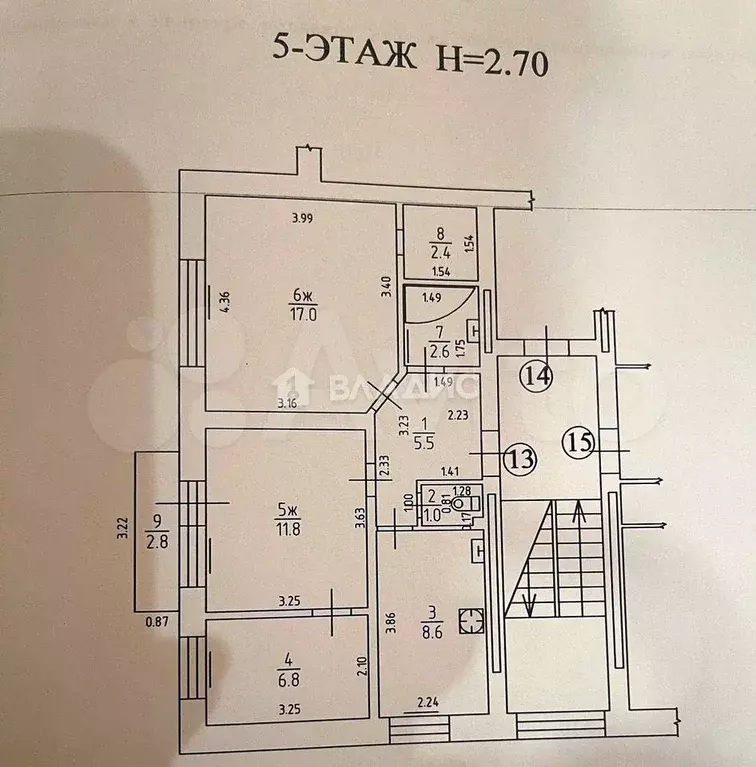 3-к. квартира, 56 м, 5/5 эт. - Фото 0