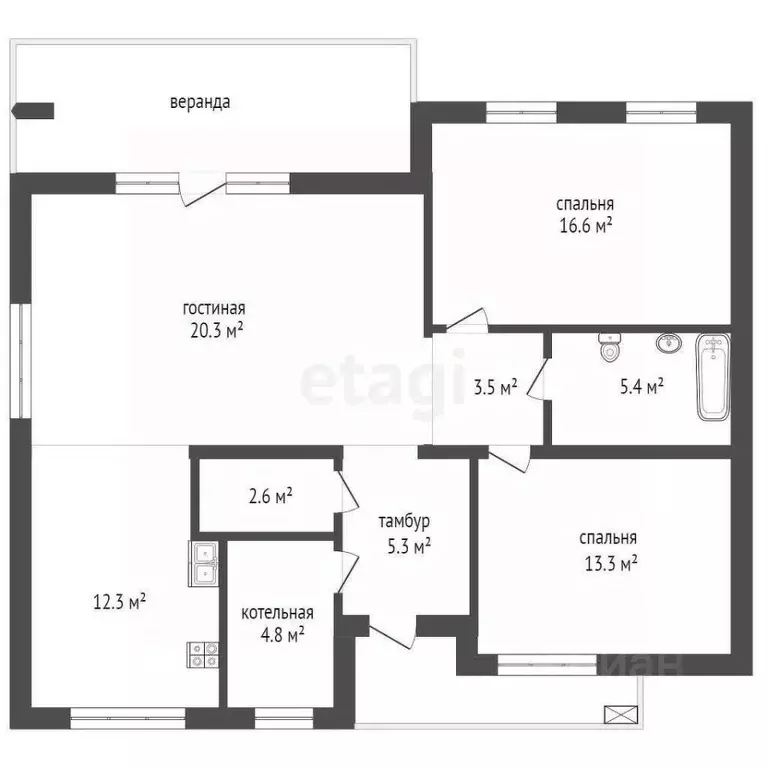 Дом в Тюменская область, Тюменский муниципальный округ, с. Успенка ул. ... - Фото 2