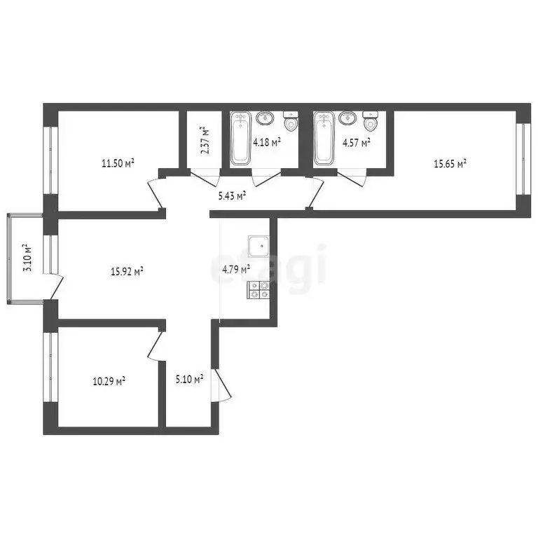 3-комнатная квартира: Тюмень, улица Газовиков, 40 (82.7 м) - Фото 0