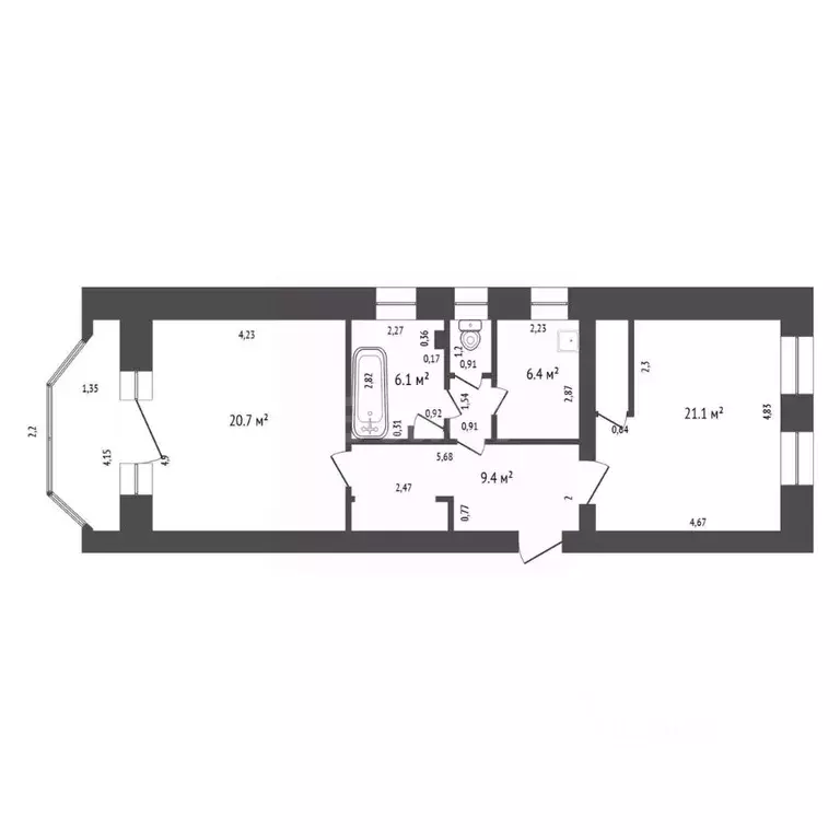 2-к кв. Красноярский край, Красноярск просп. Мира, 85 (69.6 м) - Фото 1