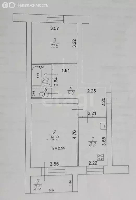 2-комнатная квартира: Казань, Енисейская улица, 8 (50.3 м) - Фото 1