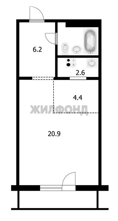 Квартира-студия: Новосибирск, улица Татьяны Снежиной, 29/3 (37.7 м) - Фото 1