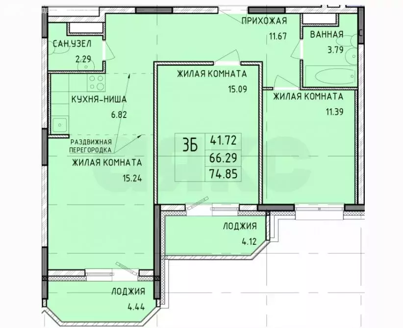 2-комнатная квартира: Тула, Рязанская улица, 21 (76 м) - Фото 0