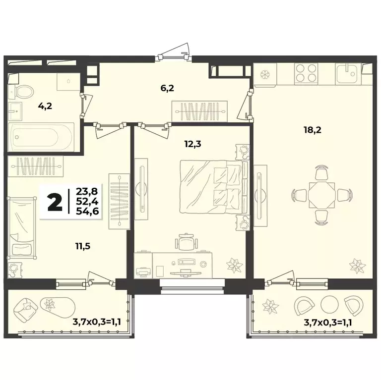 1-к кв. Краснодарский край, Краснодар  (35.7 м) - Фото 1