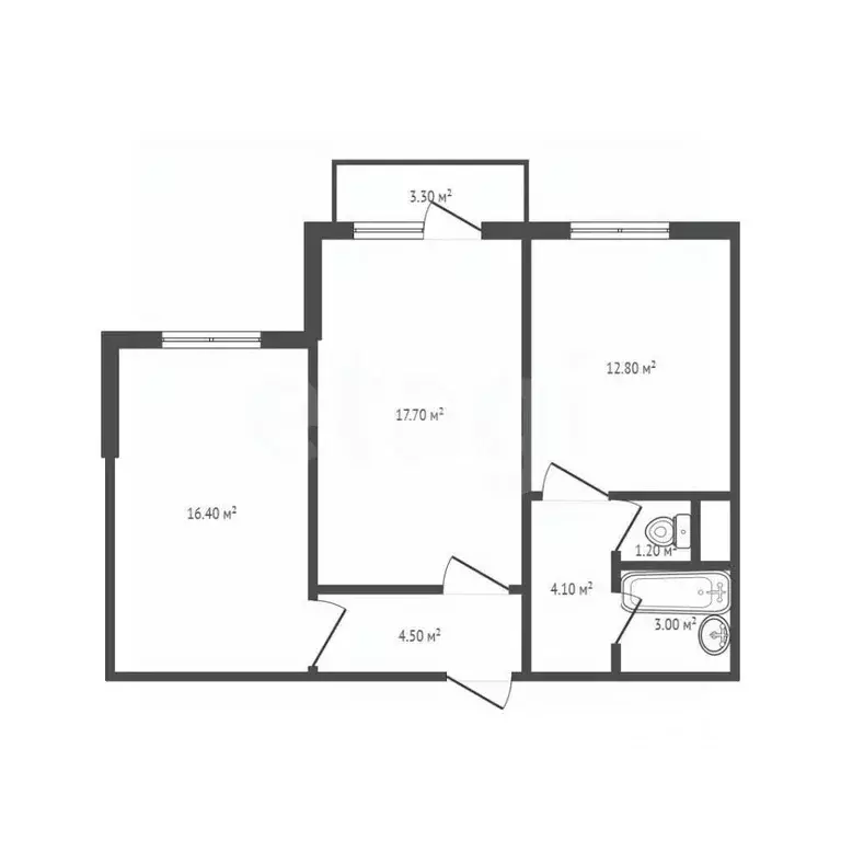 2-к кв. Брянская область, Брянск ул. Брянского Фронта, 28к2 (59.7 м) - Фото 2